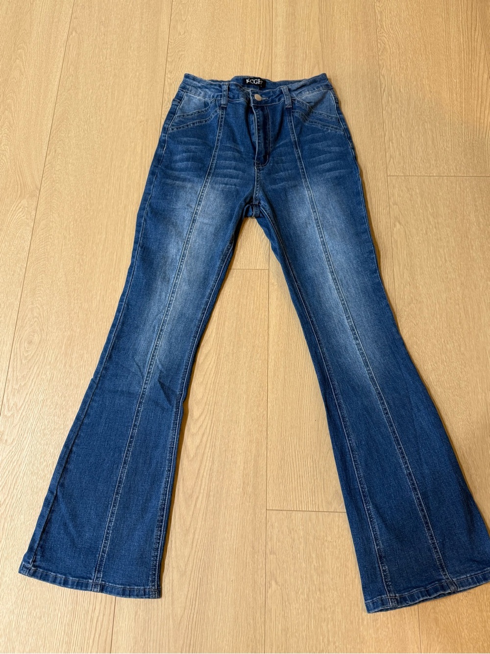 KCGH Flare Jeans Women Medium Wash High Rise Stretch Denim Size M 26x29